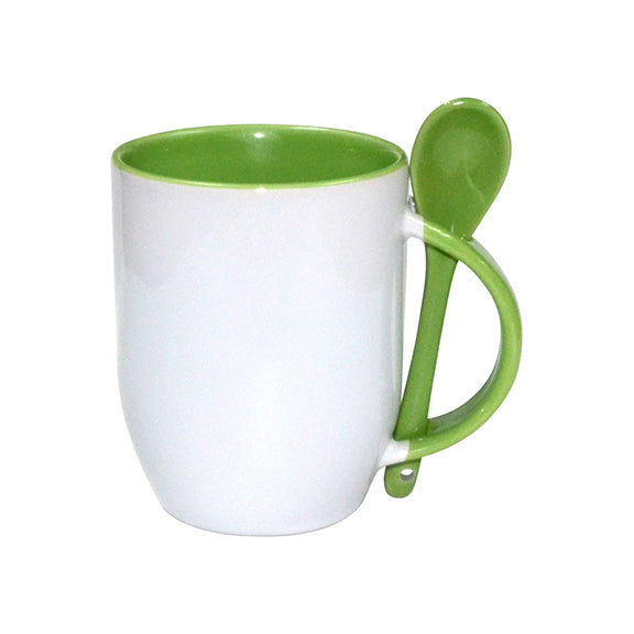 TAZAS BLANCAS CON CUCHARAS INTERIOR BLANCO 11ONZ