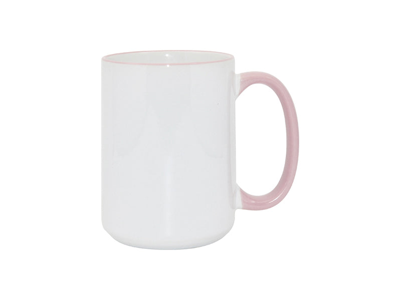 TAZAS BLANCAS CON ASA Y BORDES 15ONZ