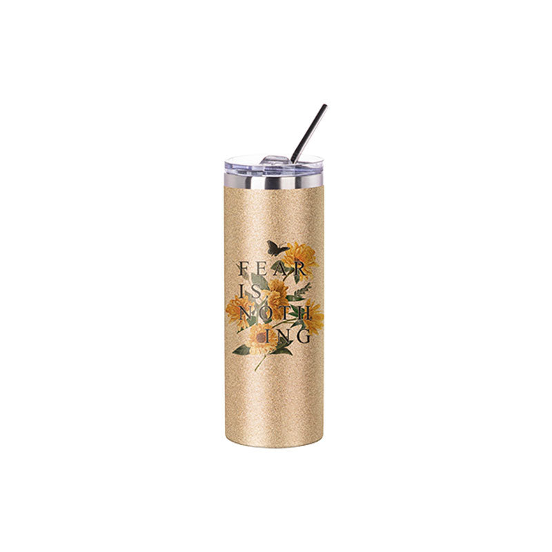 Vasos Glitter (Gold) 20oz/600ml Tapa y Sorbete - Acero Inoxidable (C-25)