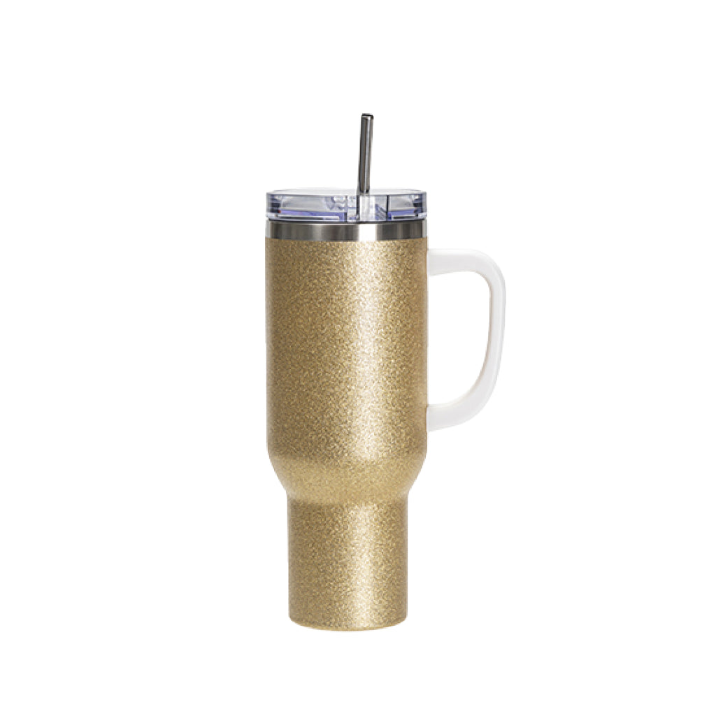 Nuevo! Vasos de Viajeros Glitter Dorado con Asa) 40onz/1200mL