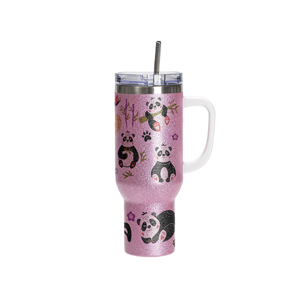 Vasos de Viajeros Glitter Rosado con Asa 40onz/1200mL