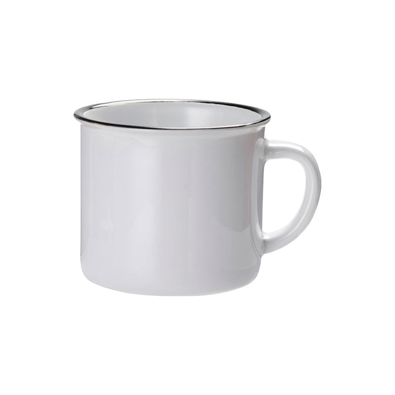 Taza de Cerámica Esmalteada Borde Negro 10oz