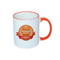 TAZAS BLANCAS CON ASA Y BORDES DE COLORES 11ONZ