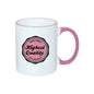 TAZAS BLANCAS CON ASA Y BORDES DE COLORES 11ONZ