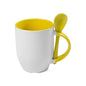 TAZAS BLANCAS CON CUCHARAS INTERIOR BLANCO 11ONZ