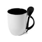 TAZAS BLANCAS CON CUCHARAS INTERIOR BLANCO 11ONZ