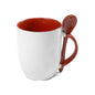 TAZAS BLANCAS CON CUCHARAS INTERIOR BLANCO 11ONZ
