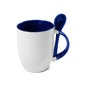 TAZAS BLANCAS CON CUCHARAS INTERIOR BLANCO 11ONZ