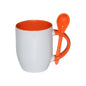 TAZAS BLANCAS CON CUCHARAS INTERIOR BLANCO 11ONZ