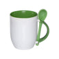 TAZAS BLANCAS CON CUCHARAS INTERIOR BLANCO 11ONZ