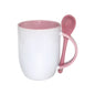 TAZAS BLANCAS CON CUCHARAS INTERIOR BLANCO 11ONZ