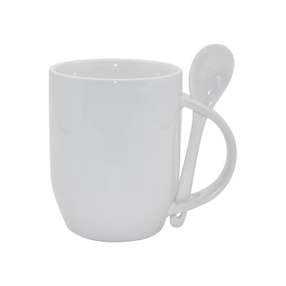 TAZAS BLANCAS CON CUCHARAS INTERIOR BLANCO 11ONZ