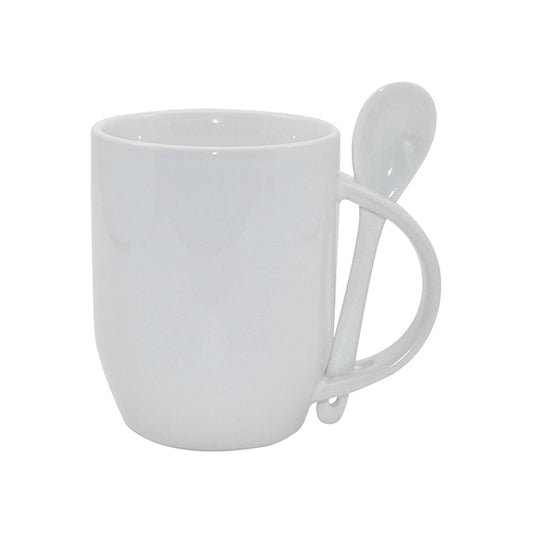 TAZAS BLANCAS CON CUCHARAS INTERIOR BLANCO 11ONZ