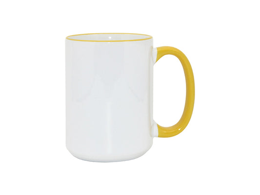 TAZAS BLANCAS CON ASA Y BORDES  15ONZ