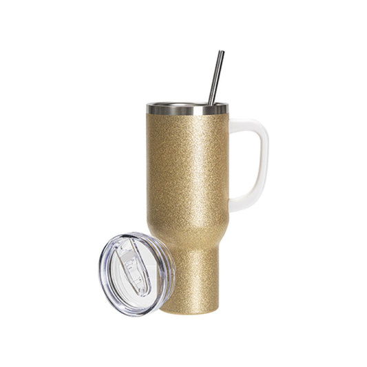 Nuevo! Vasos de Viajeros Glitter Dorado con Asa) 40onz/1200mL