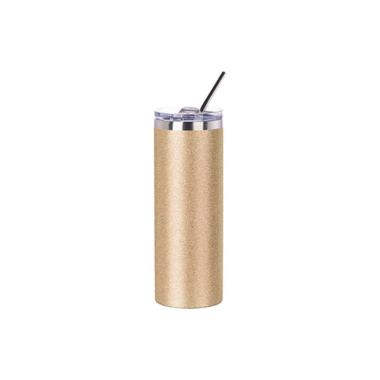 Vasos Glitter (Gold) 20oz/600ml Tapa y Sorbete - Acero Inoxidable (C-25)