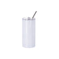 VASO BLANCO DE ACERO INOXIDABLE CON SORBETE Y TAPA 16ONZ