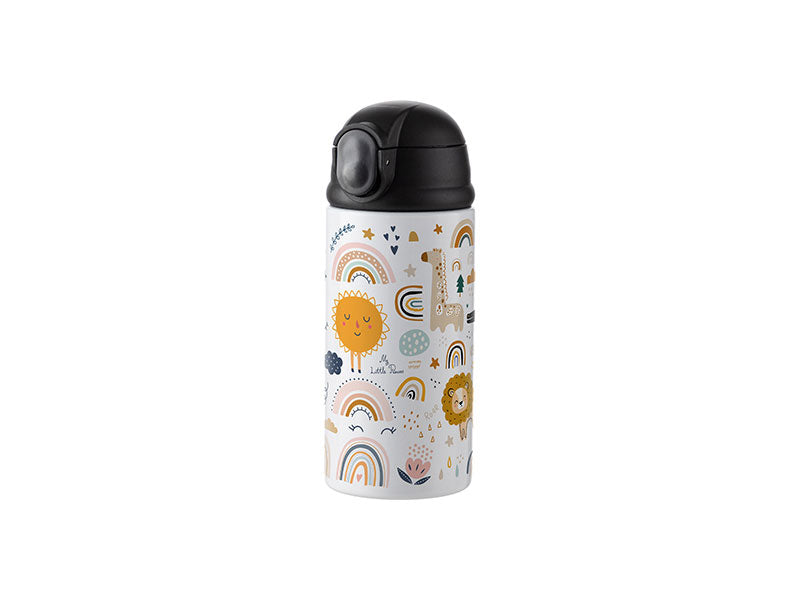 TERMO ACERO BLANCO CON TAPA NEGRO 12onz