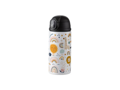 TERMO ACERO BLANCO CON TAPA NEGRO 12onz