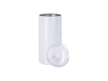 VASO BLANCO DE ACERO INOXIDABLE CON SORBETE Y TAPA 16ONZ