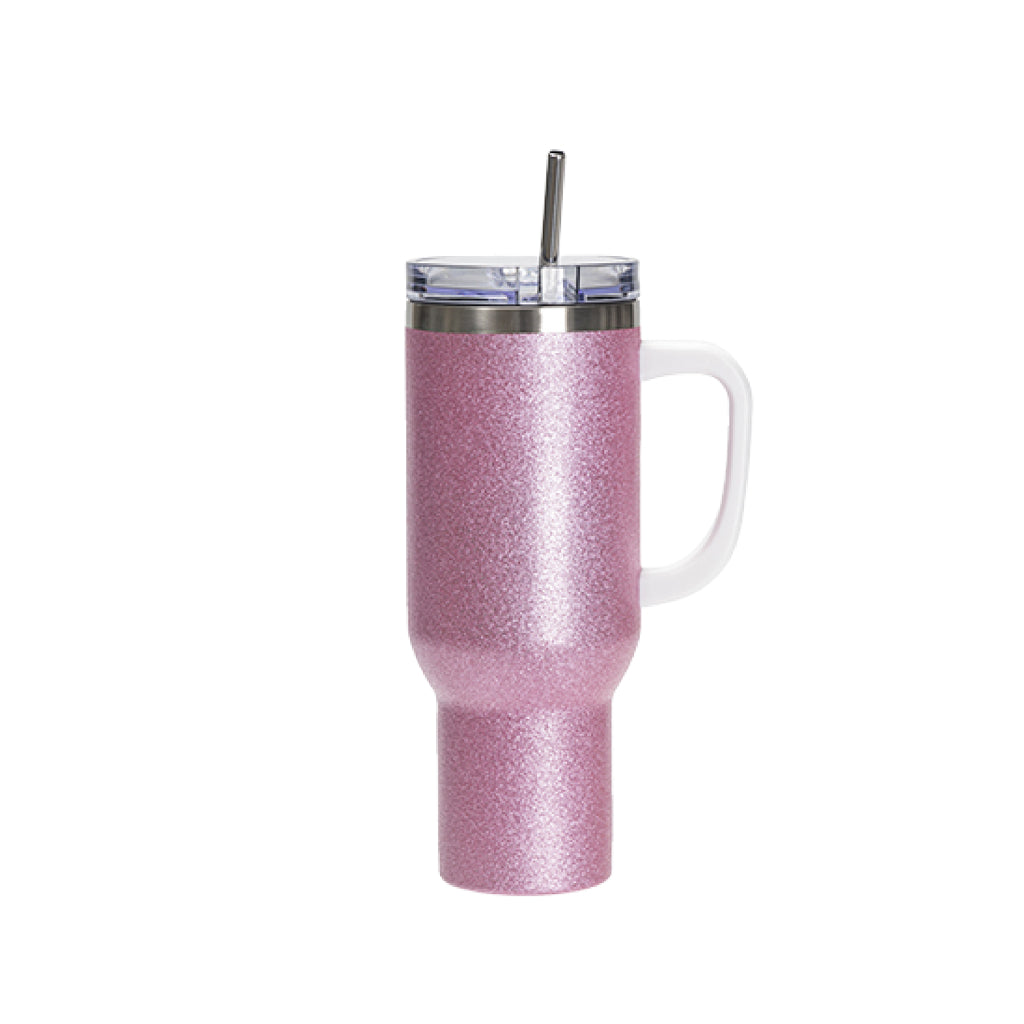 Vasos de Viajeros Glitter Rosado con Asa 40onz/1200mL