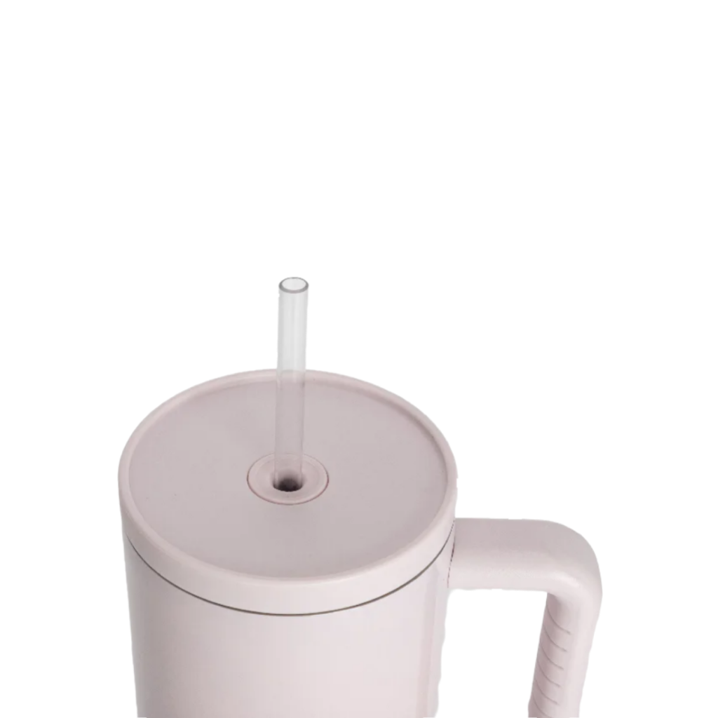 Vasos de Viajeros (Blanco con Asa) 30onz/900mL - Acero Inoxidable con Sorbete y Tapa (C-16)